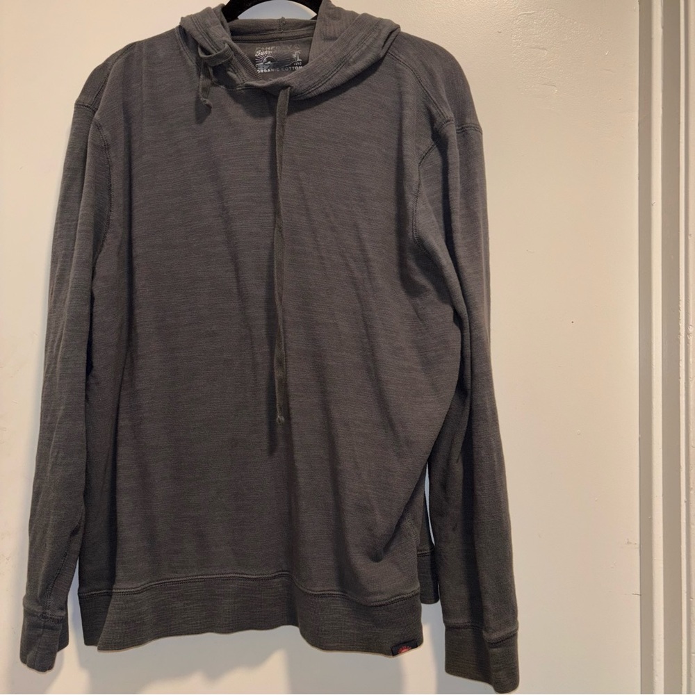 Faherty Hoodie Mens Medium Blue Sunwashed Slub Cotton Knit Long Sleeve Top